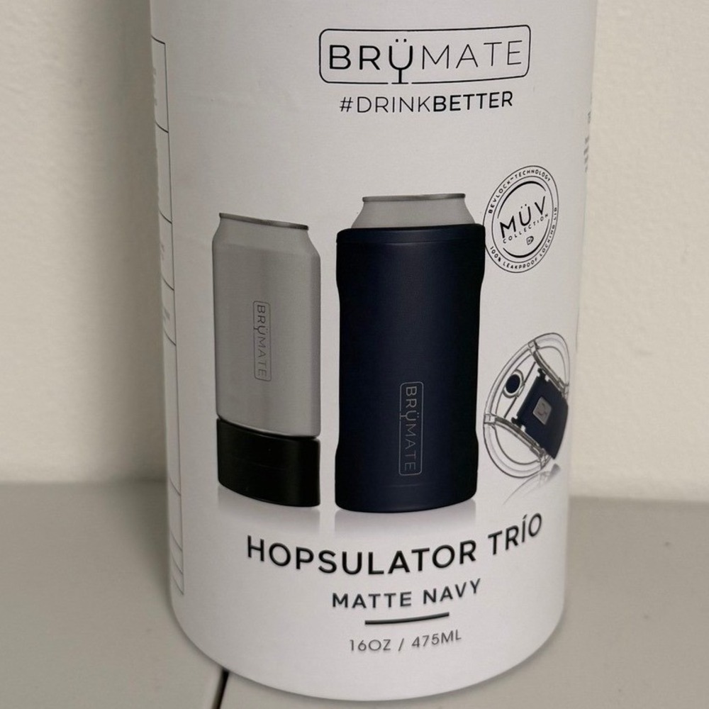 BruMate Hopsulator Trio Maui Jim 16oz Matte Navy 3-in-1 Can Cooler Tumbler